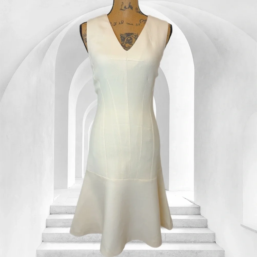 Derek Lam Dresses | Derek Lam Cream Flared Hem Dress Silk Wool Blend | Made In Italy Size 0 | Color: Cream | Size: 0 | Societeresale's Closet Derek Lam Dresses | Derek Lam Cream Flared Hem Dress Silk Wool Blend | Made In Italy Size 0 | Color: Cream | Size: 0 | Societeresale's Closet